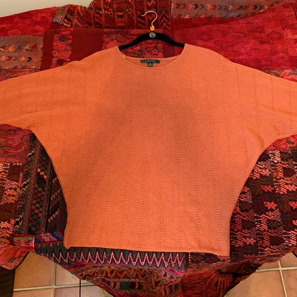 Cyrus Rusty Orange Pullover Sweater with Batwing Sleeves Size S
